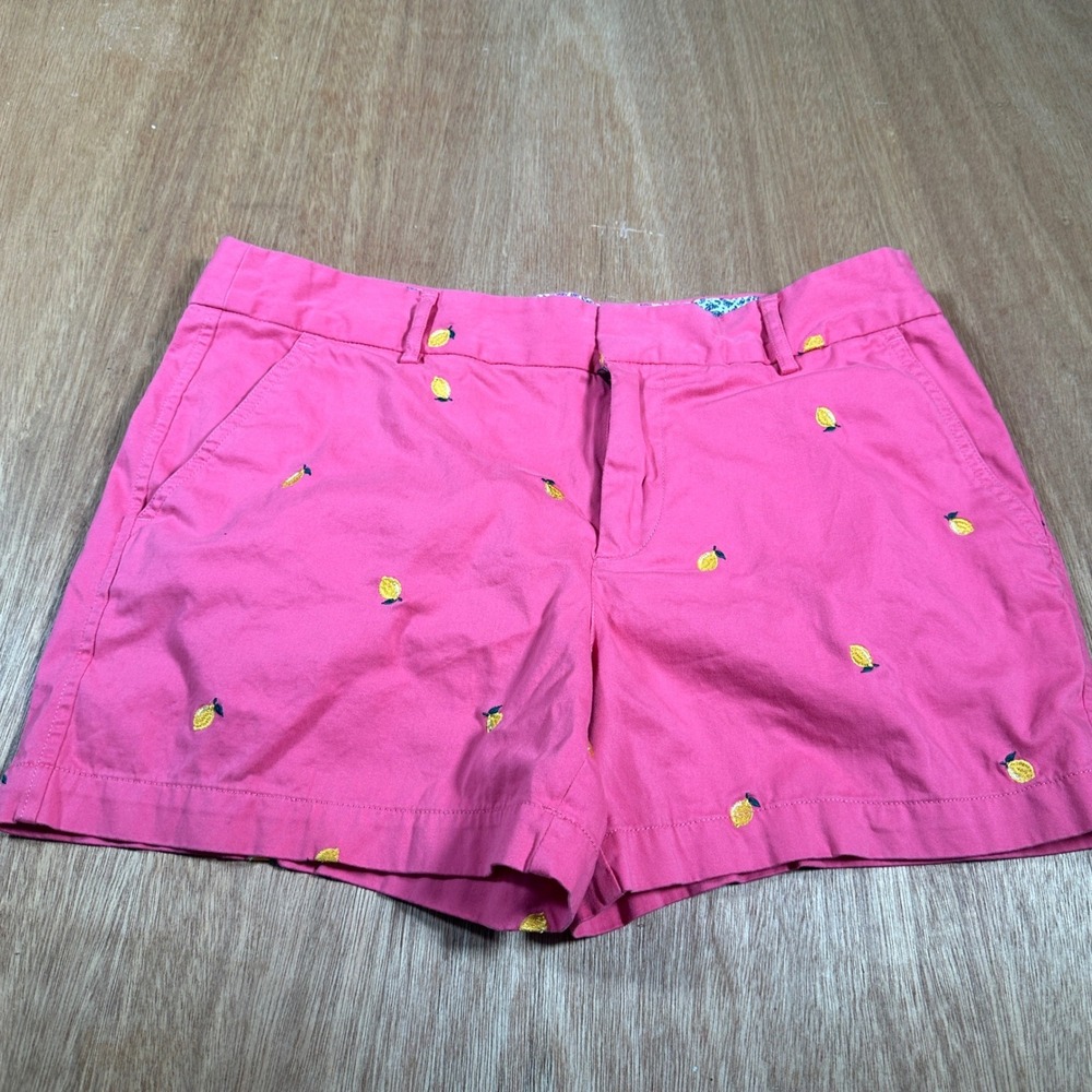 Jones New York Shorts Women 6 Pink Lemon Embroidered Chino Summer Casual